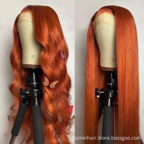 colours orange back length  body wave wigs original virgin baby hair 100% Brazilian hd lace frontal human hair wigs
